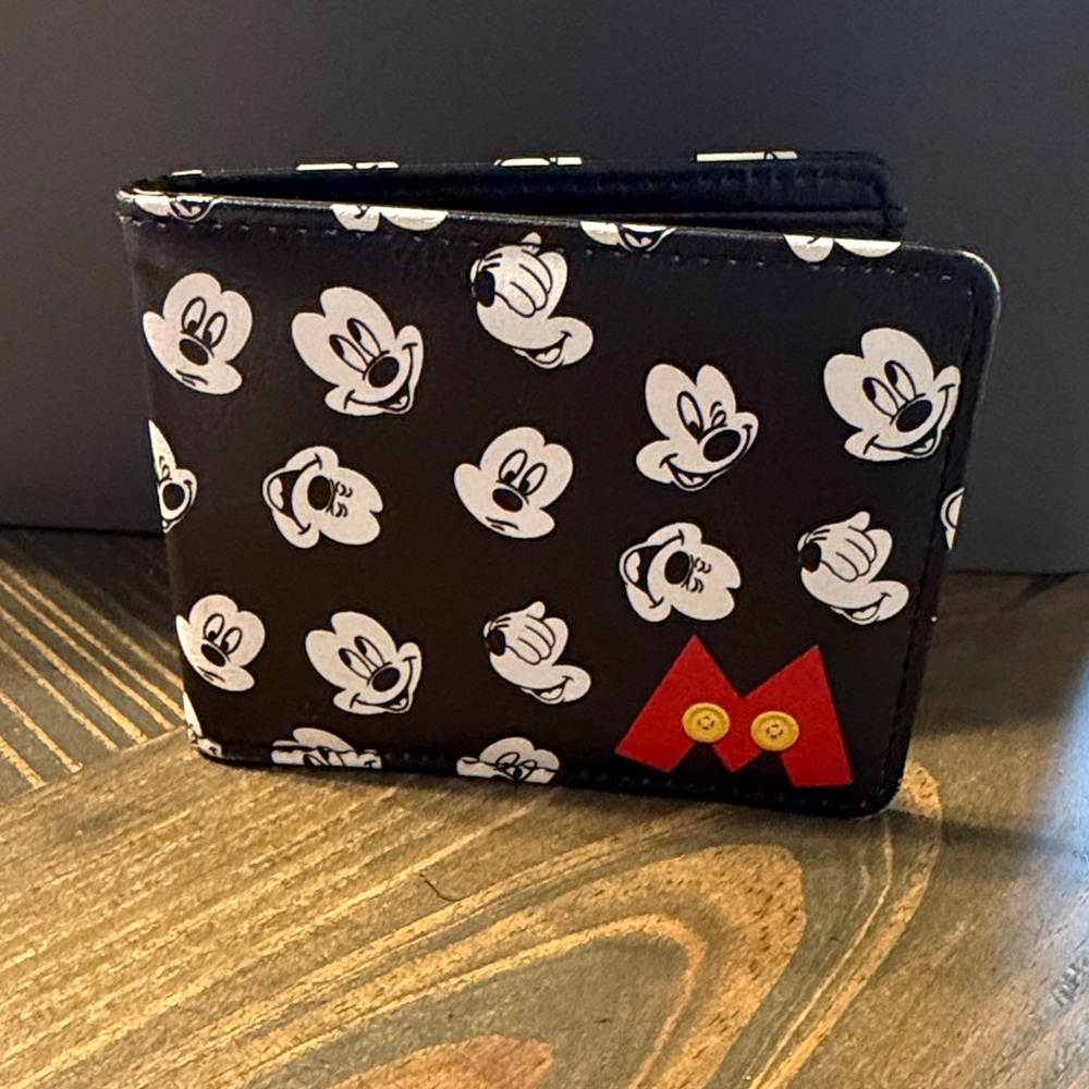 Disney Mickey Mouse Buckle Down Bi-Fold Black Wallet for Kids